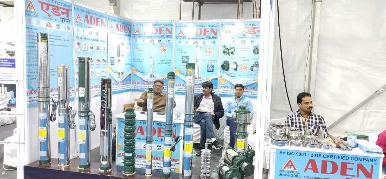 Aden Pumps product display at trade exhibition