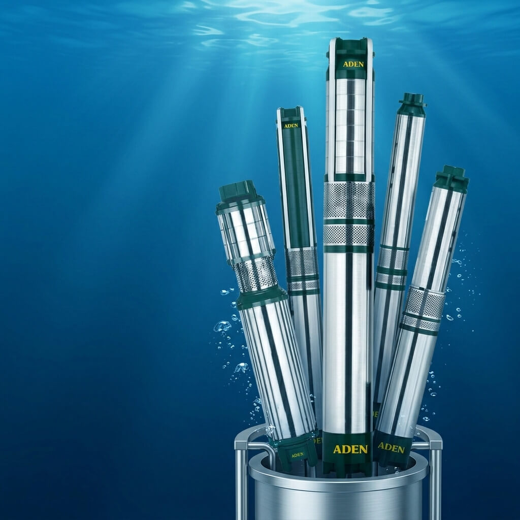 Aden submersible and open well pump range, V3 to V9 models